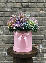 Цветочная композиция из Гипсофила и Розы в шляпной коробке #REPLACE_PRED# Палане