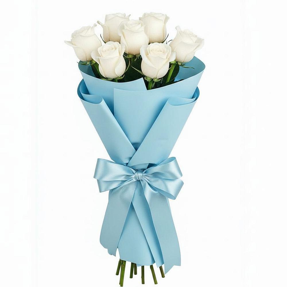Букет 7 белых роз Проуд в Палане