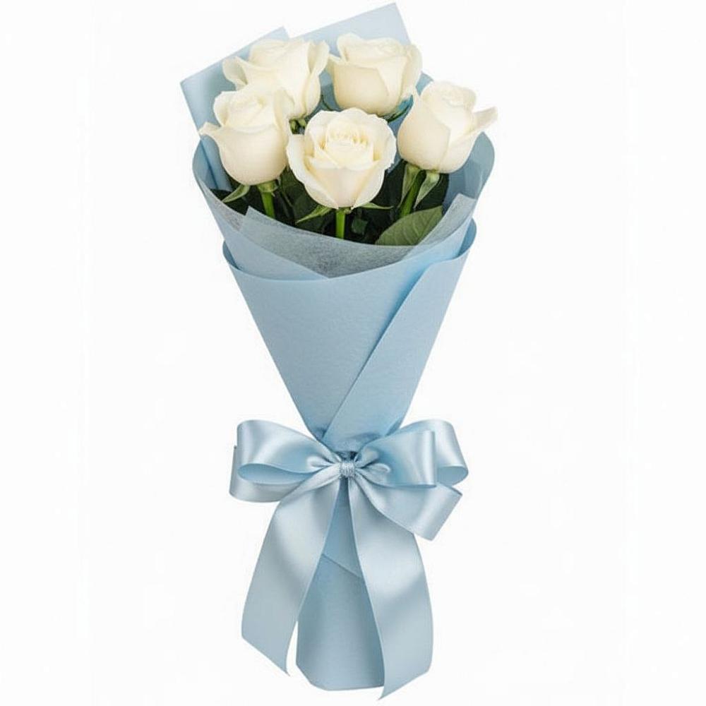 Букет 5 Белых роз Проуд в Палане