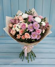 Букет цветов из:  Хризантемы, Розы и Альстромерии в Палане