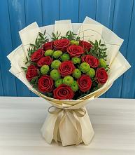 Букет цветов из:  Розы и Хризантемы в Палане