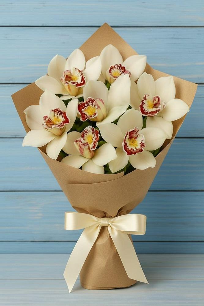 Букет цветов из: Орхидеи и Розы в Палане